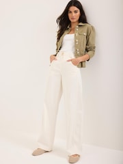 Mint Velvet White Relaxed Seam Detail Wide Jeans - Image 5 of 7