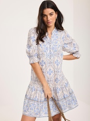 Mint Velvet Blue Floral Print Mini Dress - Image 2 of 8