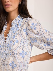 Mint Velvet Blue Floral Print Mini Dress - Image 4 of 8