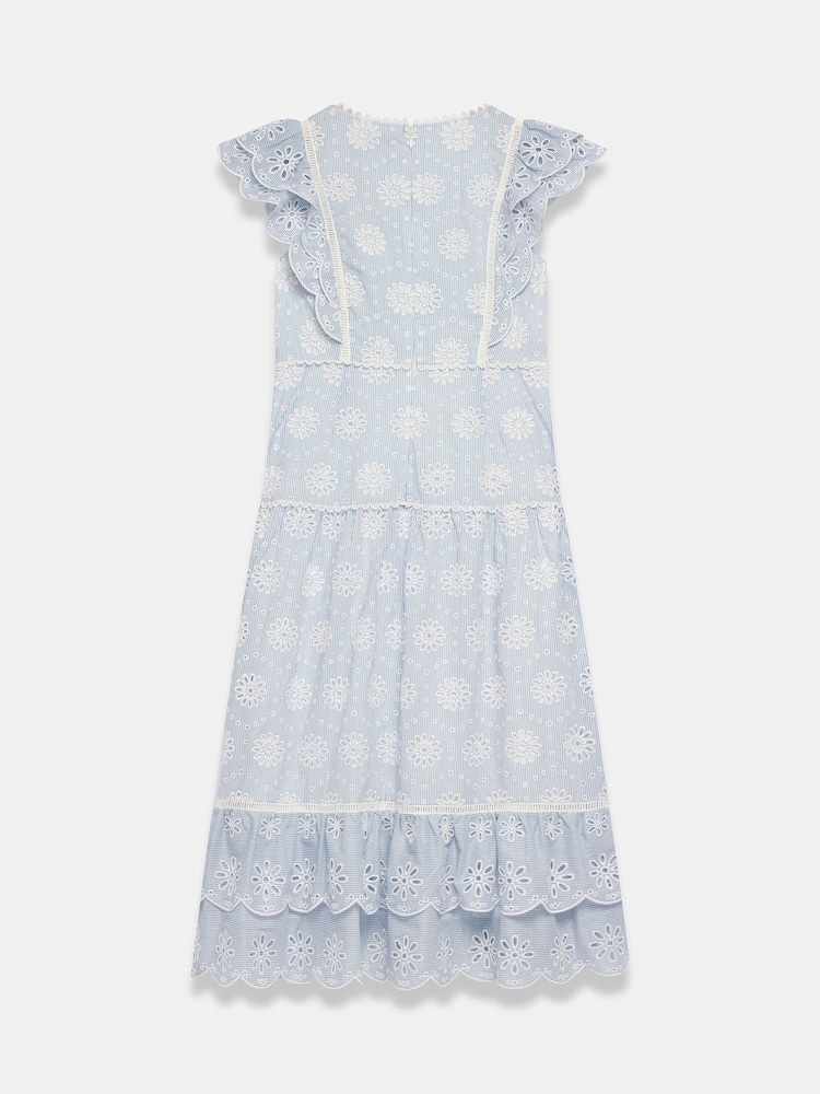 Mint Velvet Blue Broderie Midi Dress - Image 7 of 7