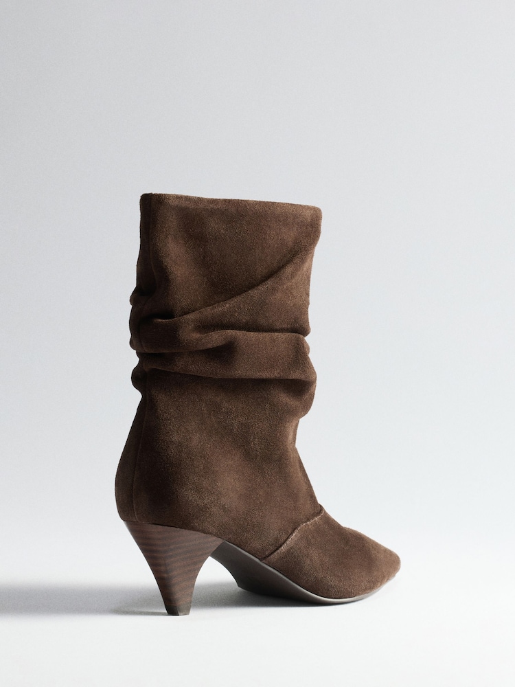 The Set Premium Suede Slouch Ankle Boots Chocolate Brown - Image 2 of 3 The Set Premium Suede Slouch Ankle Boots Chocolate Brown - Image 2 of 3