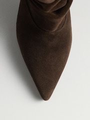 The Set Premium Suede Slouch Ankle Boots Chocolate Brown - Image 3 of 3