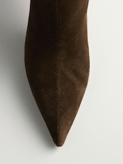 The Set Premium Back Pull On Knee High Boots Khaki Brown Suede - Image 4 of 4