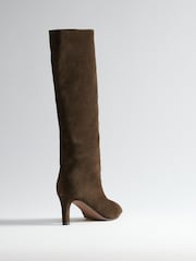 The Set Premium Back Pull On Knee High Boots Khaki Brown Suede - Image 6 of 7