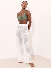 Mint Velvet Floral Detail Mesh Trousers - Imaginea 3 din 7