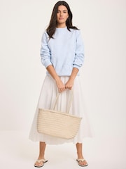 Mint Velvet Blue Cotton Blend Embroidered Sweatshirt - Image 3 of 7