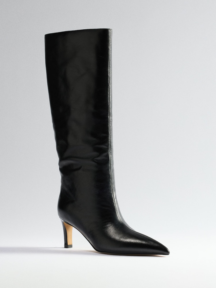 The Set Premium Back Pull On Knee High Boots Black - Image 2 of 4 The Set Premium Back Pull On Knee High Boots Black - Image 2 of 4