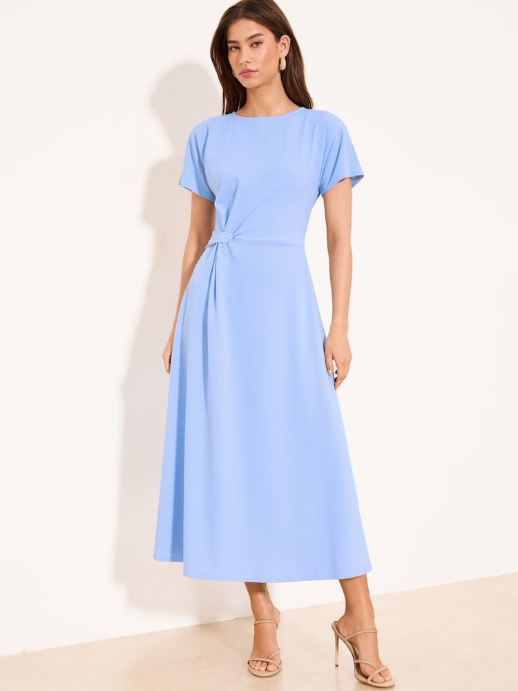 Lipsy Light Blue Knot Side Midi Dress - Image 1 of 4