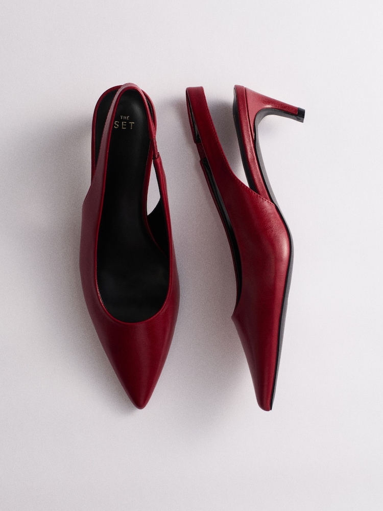 The Set Slingback Point Toe Heels Red - Image 1 of 8
