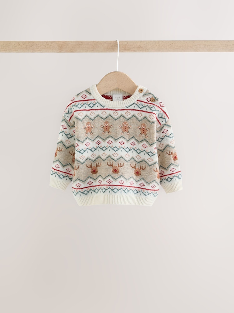 Estampado de grecas alpinas en color neutro - Conjunto de leggings y suéter de punto con diseño navideño (0 meses -2 años) - Imagen 2 de 9 Estampado de grecas alpinas en color neutro - Conjunto de leggings y suéter de punto con diseño navideño (0 meses -2 años) - Imagen 2 de 9