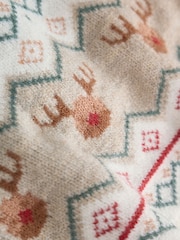 Estampado de grecas alpinas en color neutro - Conjunto de leggings y suéter de punto con diseño navideño (0 meses -2 años) - Imagen 9 de 9