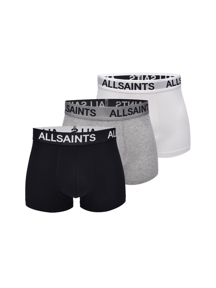 AllSaints Black Trunk Boxer Briefs With Contour Pouch 3 Pack - Image 1 of 6