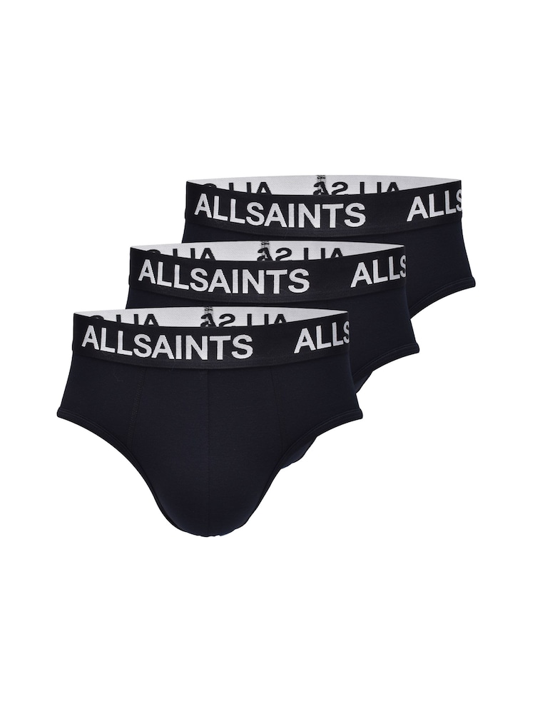 AllSaints Black Briefs With Contour Pouch 3 Pack - Image 1 of 9