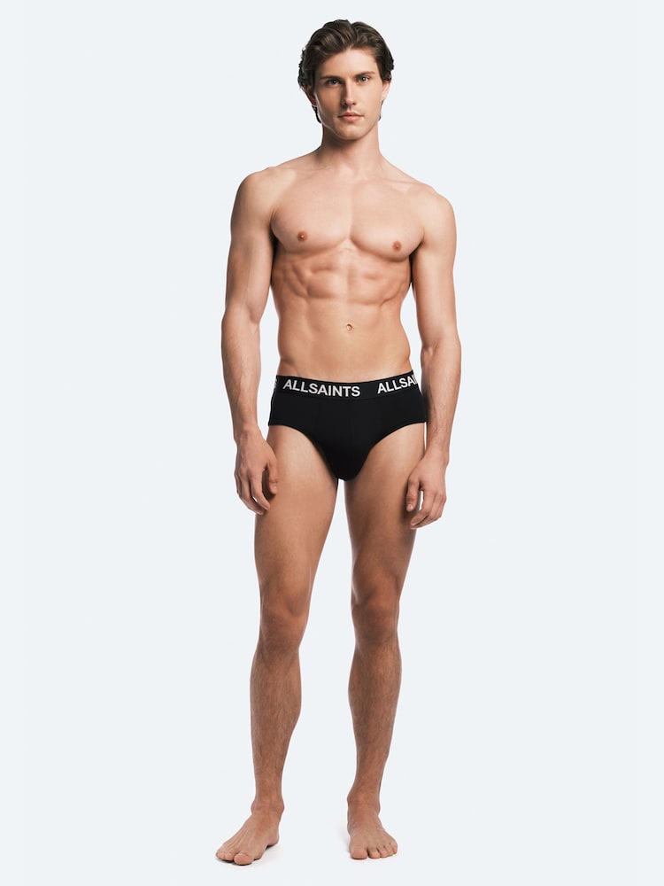 AllSaints Black Briefs With Contour Pouch 3 Pack - Image 2 of 9