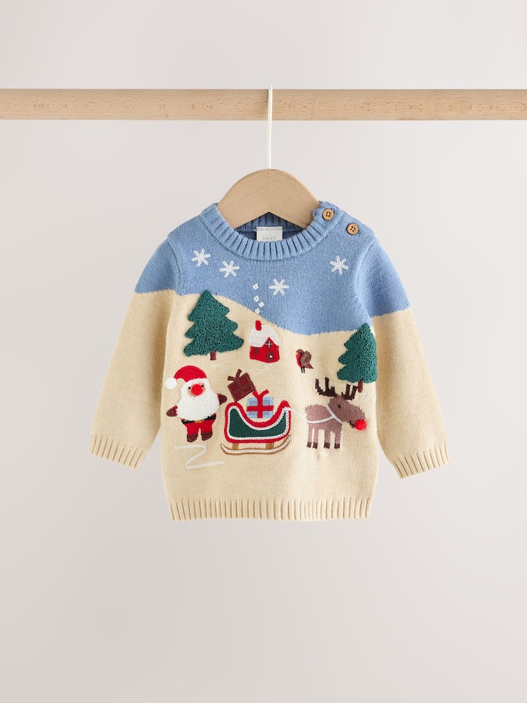 Blue Christmas Knitted Jumper and Leggings Set (0mths-2yrs) - Image 2 of 9