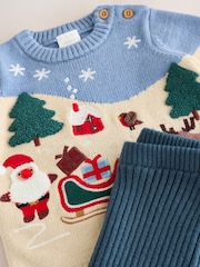 Blue Christmas Knitted Jumper and Leggings Set (0mths-2yrs) - Image 9 of 9