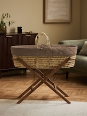 The Little Green Sheep Cocoa Rice Print Quilted Moses Basket & Mattress - Image 3 of 7