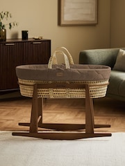 The Little Green Sheep Cocoa Rice Print Quilted Moses Basket & Mattress - Image 5 of 7