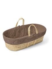 The Little Green Sheep Cocoa Rice Print Quilted Moses Basket & Mattress - Image 6 of 7