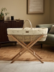 The Little Green Sheep Leaves Quilted Moses Basket & Mattress - Image 1 of 7