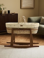 The Little Green Sheep Leaves Quilted Moses Basket & Mattress - Image 5 of 7