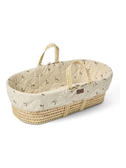The Little Green Sheep Leaves Quilted Moses Basket & Mattress - Image 6 of 7