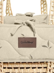 The Little Green Sheep Leaves Quilted Moses Basket & Mattress - Image 7 of 7