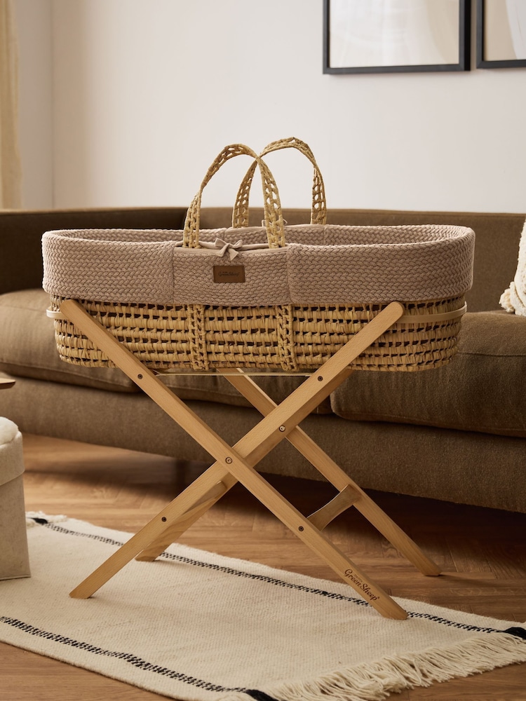 The Little Green Sheep Truffle Wheat Knit Moses Basket & Mattress - Image 1 of 7 The Little Green Sheep Truffle Wheat Knit Moses Basket & Mattress - Image 1 of 7