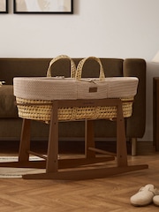 The Little Green Sheep Truffle Wheat Knit Moses Basket & Mattress - Image 5 of 7