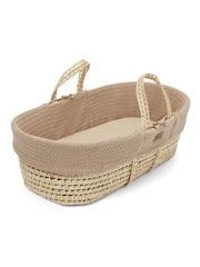 The Little Green Sheep Truffle Wheat Knit Moses Basket & Mattress - Image 6 of 7