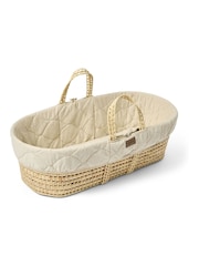 The Little Green Sheep Linen Rice Print Quilted Moses Basket & Mattress - Image 6 of 7