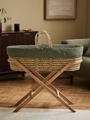 The Little Green Sheep Juniper Rice Print Quilted Moses Basket & Mattress - Image 1 of 7
