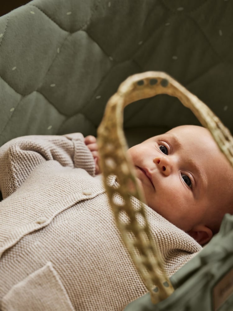 The Little Green Sheep Juniper Rice Print Quilted Moses Basket & Mattress - Image 2 of 7 The Little Green Sheep Juniper Rice Print Quilted Moses Basket & Mattress - Image 2 of 7