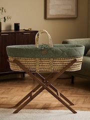 The Little Green Sheep Juniper Rice Print Quilted Moses Basket & Mattress - Image 3 of 7