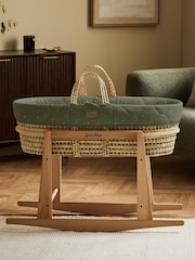 The Little Green Sheep Juniper Rice Print Quilted Moses Basket & Mattress - Image 4 of 7