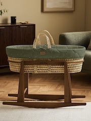 The Little Green Sheep Juniper Rice Print Quilted Moses Basket & Mattress - Image 5 of 7
