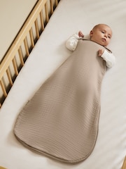 The Little Green Sheep Truffle Muslin 1.0 Tog Baby Sleeping 0-6 Months Bag - Image 1 of 5