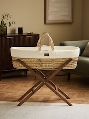 The Little Green Sheep Ecru Muslin Moses Basket & Mattress - Image 3 of 7