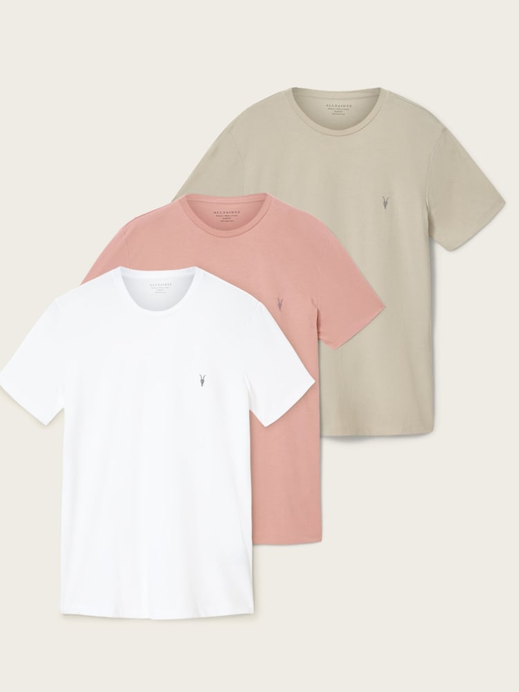 AllSaints White Tonic Short Sleeve Crew Neck T-Shirt 3 Pack - Image 1 of 7