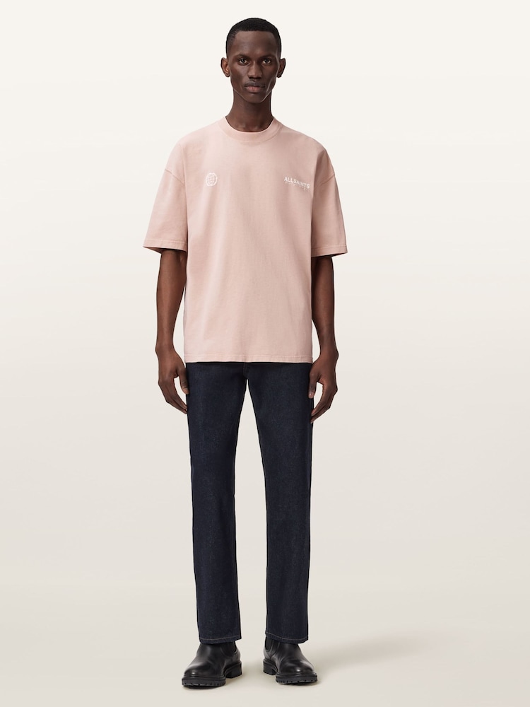 AllSaints Pink Emblem Short Sleeve Crew Neck T-Shirt - Image 2 of 6