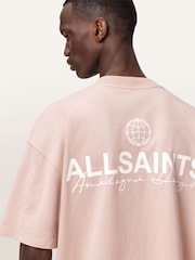 AllSaints Pink Emblem Short Sleeve Crew Neck T-Shirt - Image 3 of 6