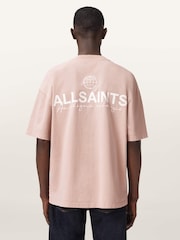 AllSaints Pink Emblem Short Sleeve Crew Neck T-Shirt - Image 4 of 6