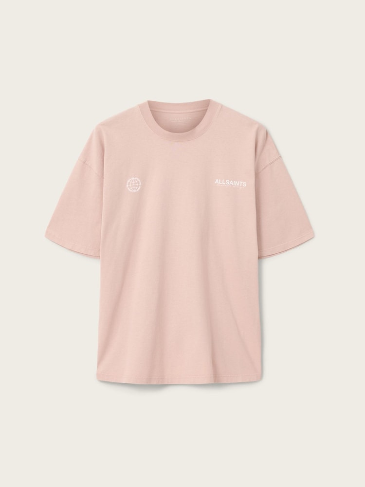 AllSaints Pink Emblem Short Sleeve Crew Neck T-Shirt - Image 6 of 6
