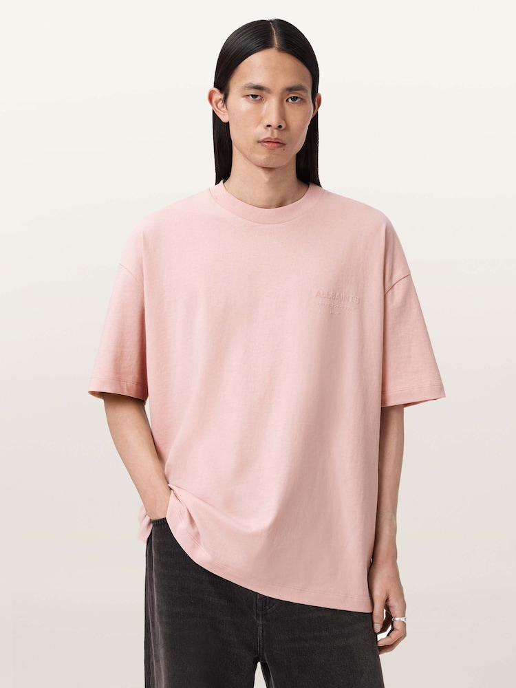 AllSaints Pink Xander Short Sleeve Crew Neck T-Shirt - Image 1 of 6