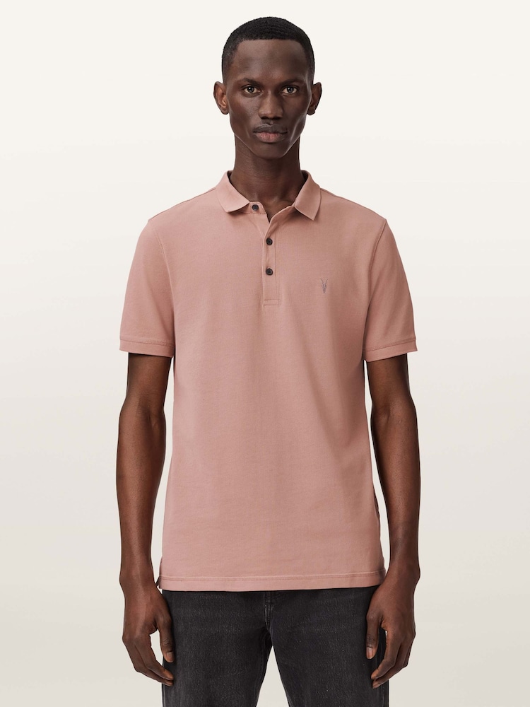 AllSaints Pink Reform Short Sleeve Polo Shirts 2 Pack - Image 2 of 6