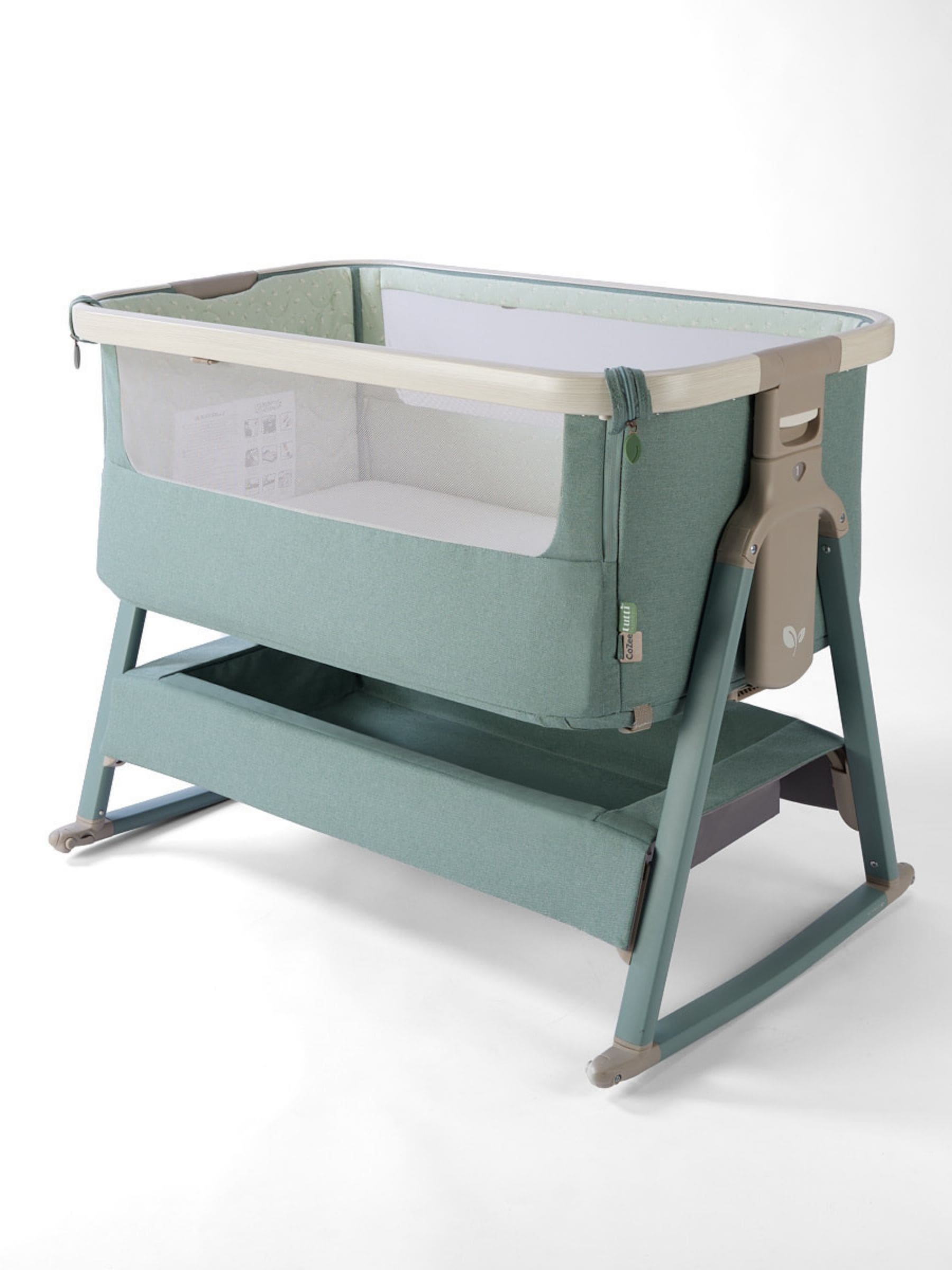 Tutti Bambini Cozee Air 2 Bedside Crib, Whitewash/Kelp - Image 2