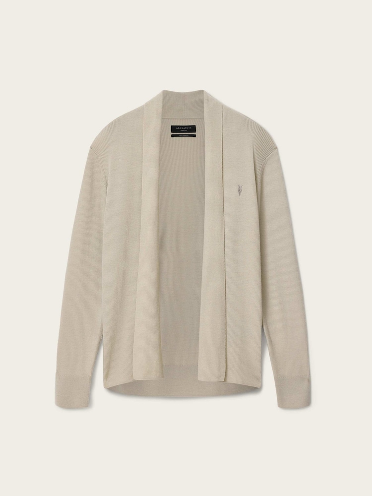 AllSaints Powdered Green Mode Merino Wool Open Cardigan - Image 6 of 6