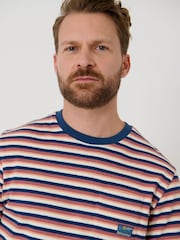 Saltwell Pink Stripe Textured Cotton Crew Neck T-Shirt - Image 3 of 5