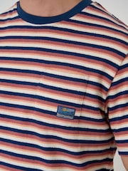 Saltwell Pink Stripe Textured Cotton Crew Neck T-Shirt - Image 4 of 5