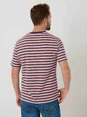 Saltwell Pink Stripe Textured Cotton Crew Neck T-Shirt - Image 5 of 5